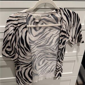 LOFT Zebra Pattern Blouse - Black and White